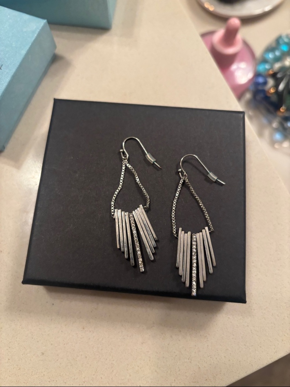 Silver Fringe Drop Earrings - Women Jewelry